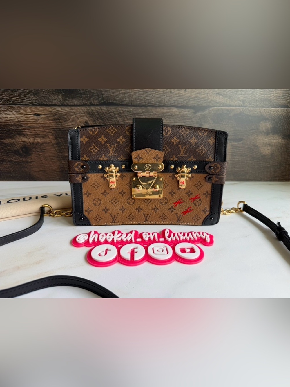 Authentic Louis Vuitton Trunk Reverse Monogram Crossbody Handbag Purse Bag
